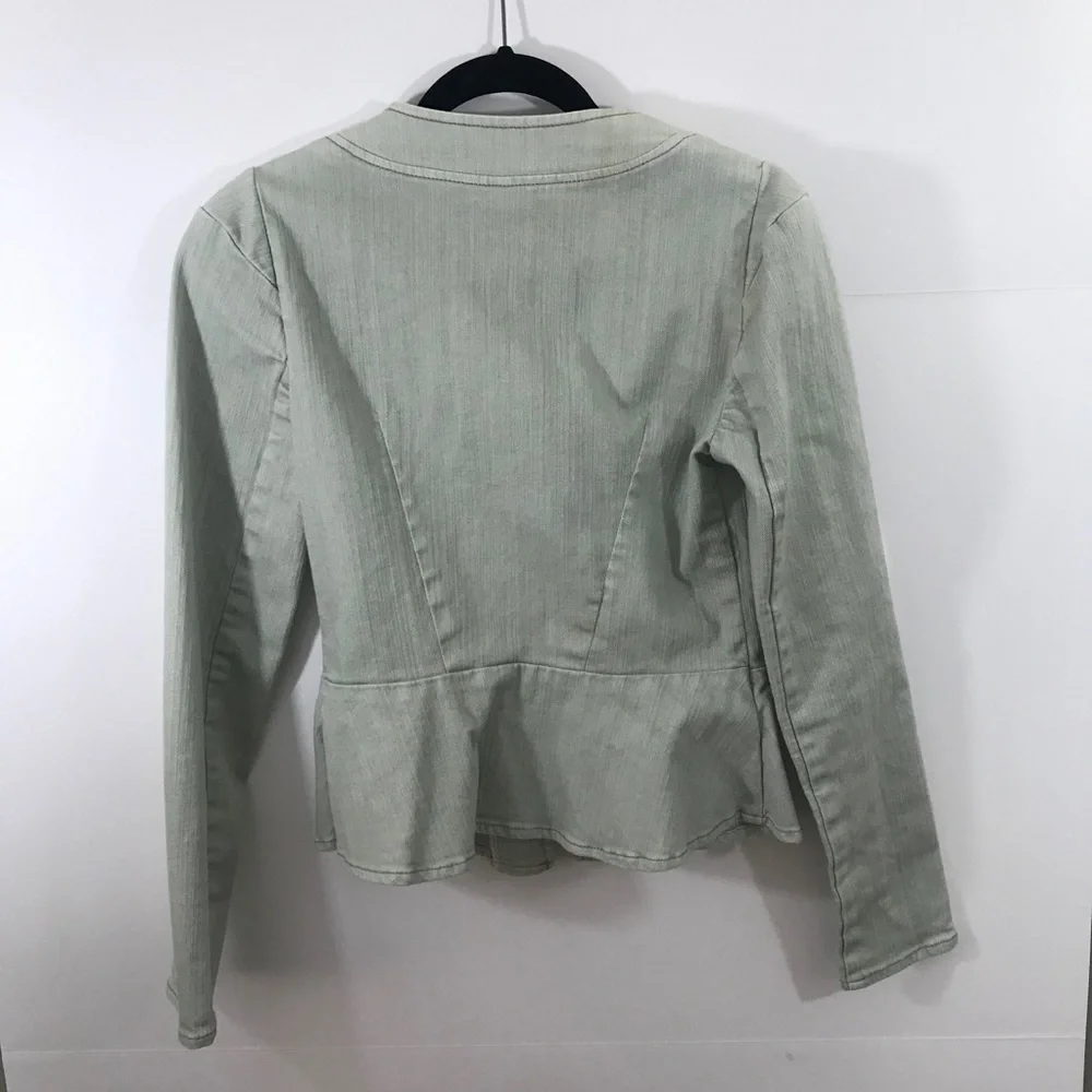 Free People Peplum denim Moto zip jacket. - Picture 4 of 10
